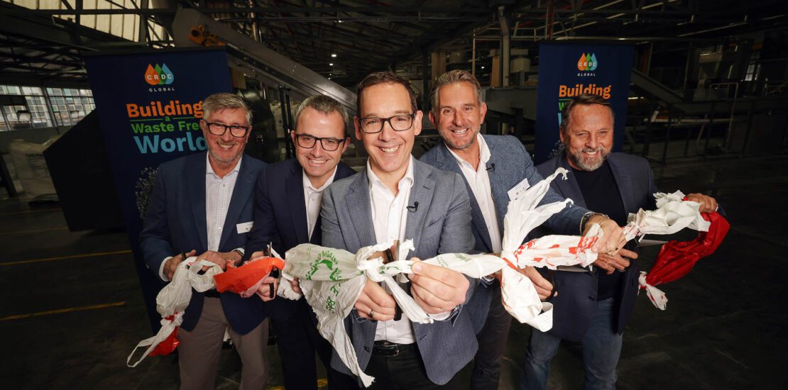 Australia’s first Resin8 facility with industrial equipment and machinery for recycling plastic waste into sustainable construction material.