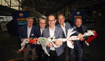 Australia’s first Resin8 facility with industrial equipment and machinery for recycling plastic waste into sustainable construction material.