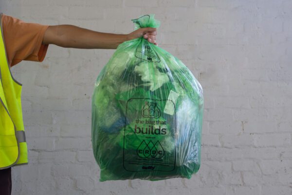 Collected plastic materials used in practical e‑waste solutions for circular construction and manufacturing.