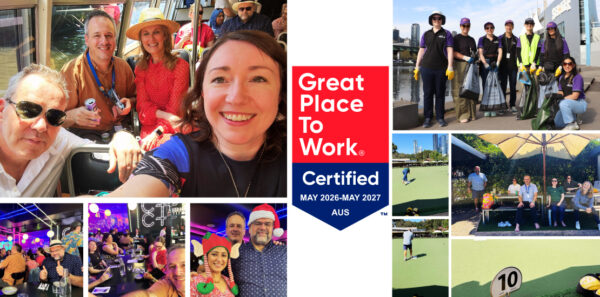 ANZRP team culture photos with Great Place to Work certification badge (2026–2027).