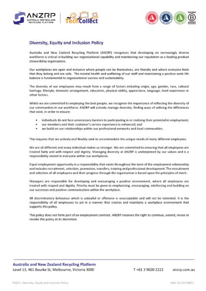 ANZRP - Diversity, Equity and Inclusion Policy