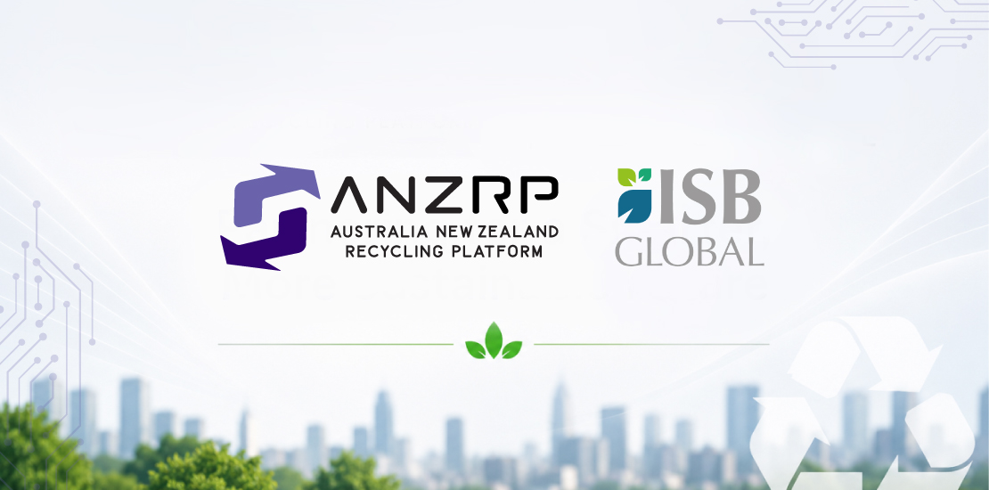 ANZRP Partners with ISB Global to Modernise Recycling Operations ANZRP and ISB Global logos with headline announcing a partnership to modernise recycling operations.