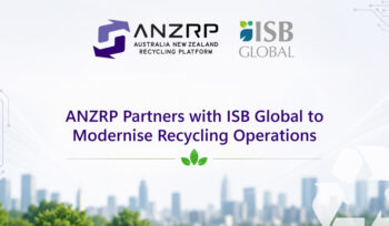 ANZRP and ISB Global logos with headline announcing a partnership to modernise recycling operations