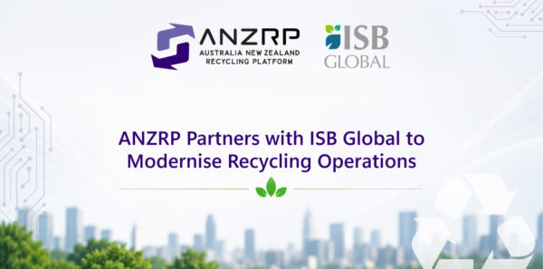 ANZRP and ISB Global logos with headline announcing a partnership to modernise recycling operations