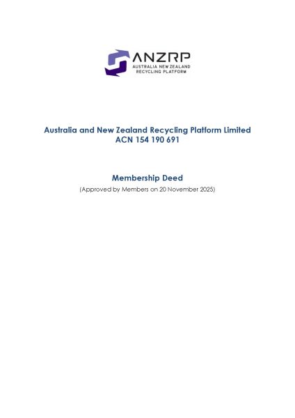 ANZRP Membership deed
